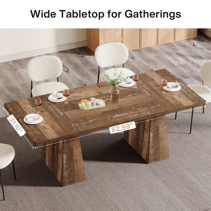 63-inch Rustic Wooden Dining Table for 4