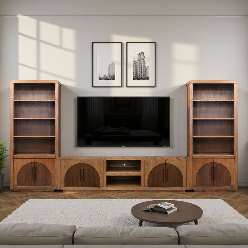 Bridgevine Home 78 inch High Bookcase Pier, No Assembly Required, Two-Tone Finish