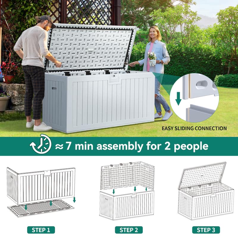 180-230 Gallon Outdoor Storage Waterproof Deck Box