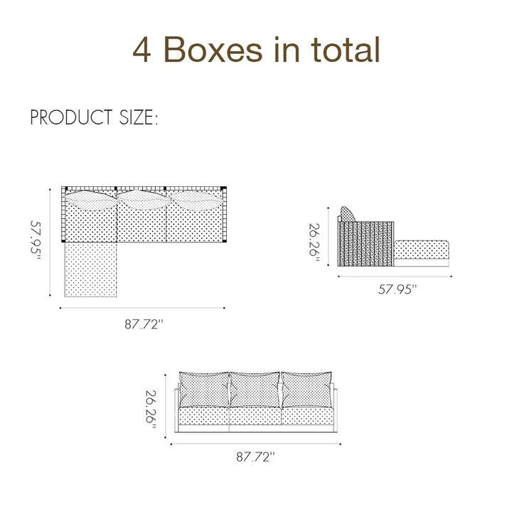 PURPLE LEAF Santorini 4-10 Piece Khaki Patio Sectional Sofa Set with Ottoman Cushions Poolside Garden Outdoor Conversation Sets