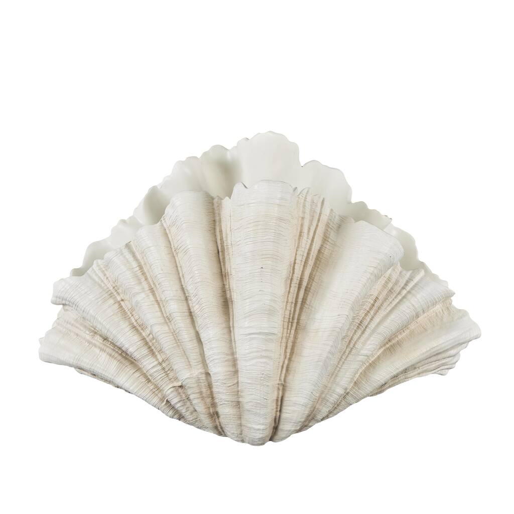 Resin Shell Textured Decorative Sculpture - Cream - Roche River Decor