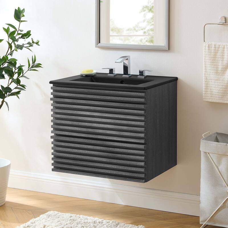 Render 24" Wall-Mount Bathroom Vanity - Charcoal Black