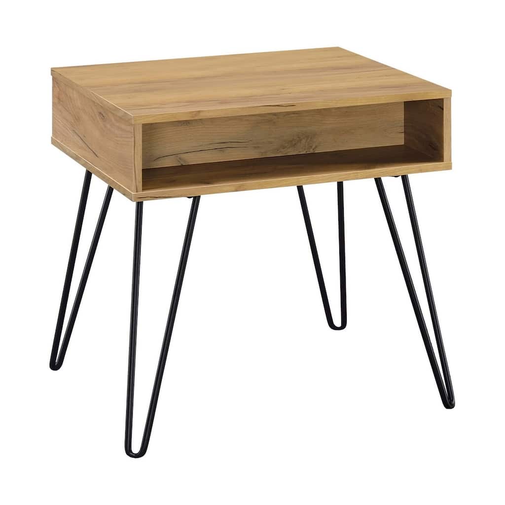 23.5 in. Brown and Black Rectangle Wood End Table, Sturdy Build End Side Table for Living Rooms