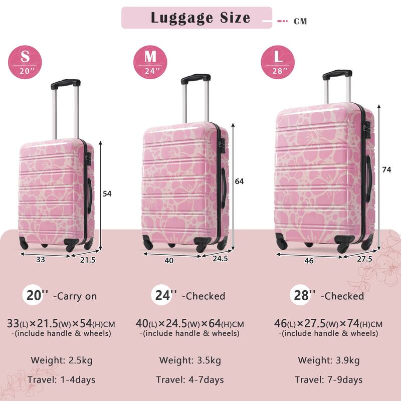 3-Piece, Modern Luggage Sets, Lightweight Luggage with Silicone Handles and Combination Lock, for Boarding Travel