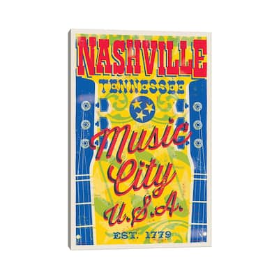 iCanvas "Nashville Music City U.S.A. Poster" by Jim Zahniser Canvas Print