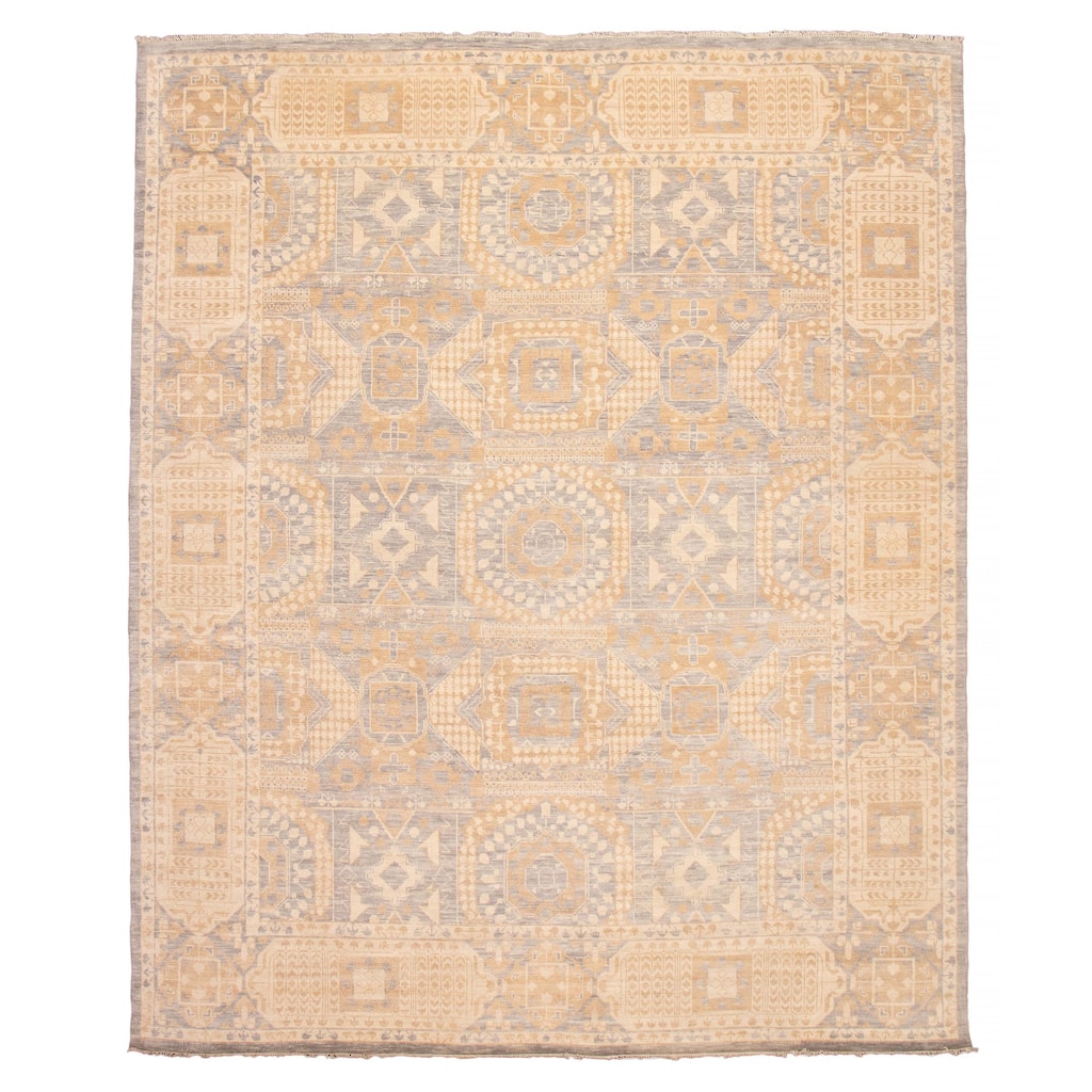 ECARPETGALLERY Hand-knotted Mamluk Grey Wool Rug - 12' 1" x 14' 8"