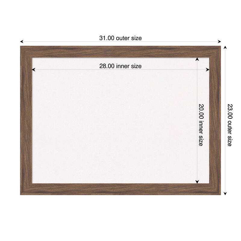 Pia Medium Brown Narrow Framed Cork Board - Bulletin Board, Organization Board, Pin Board - White - 31 x 23 in