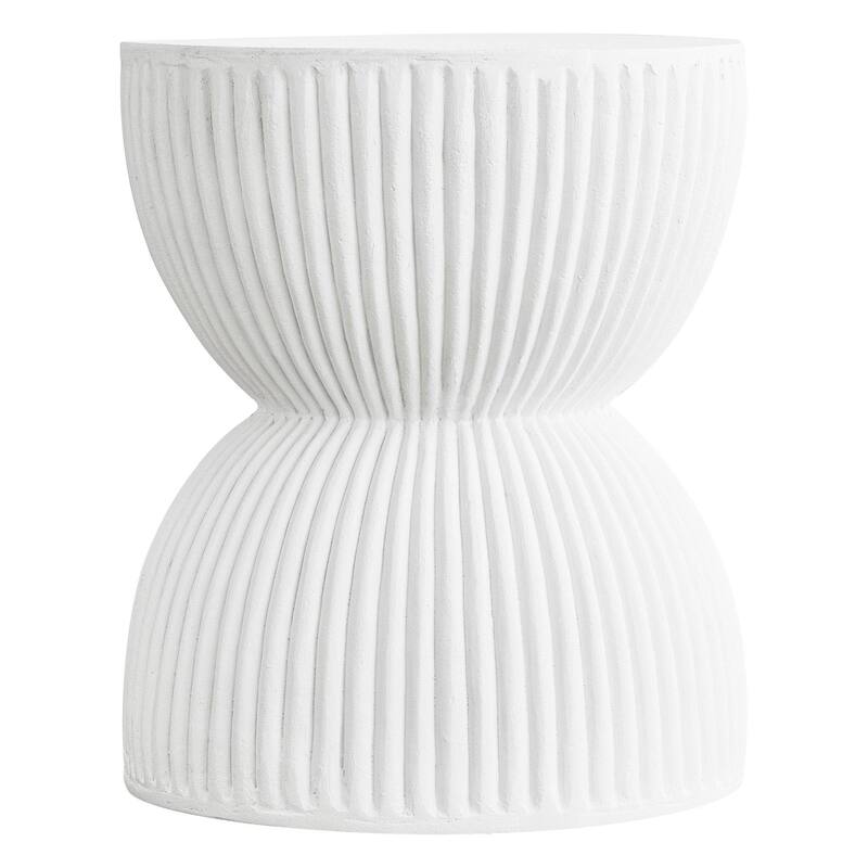 15" Wide Side Table in Painted Fiberstone with Hourglass Design Spire Collection - White