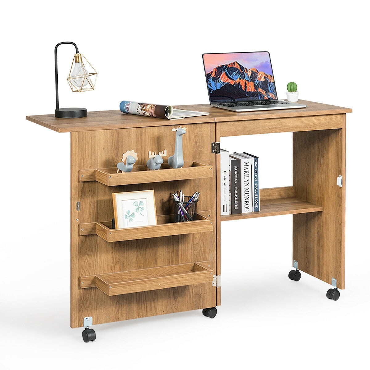 Gymax Folding Sewing Craft Table Shelf Storage Cabinet Home Furniture On Sale Bed Bath Beyond 30630119