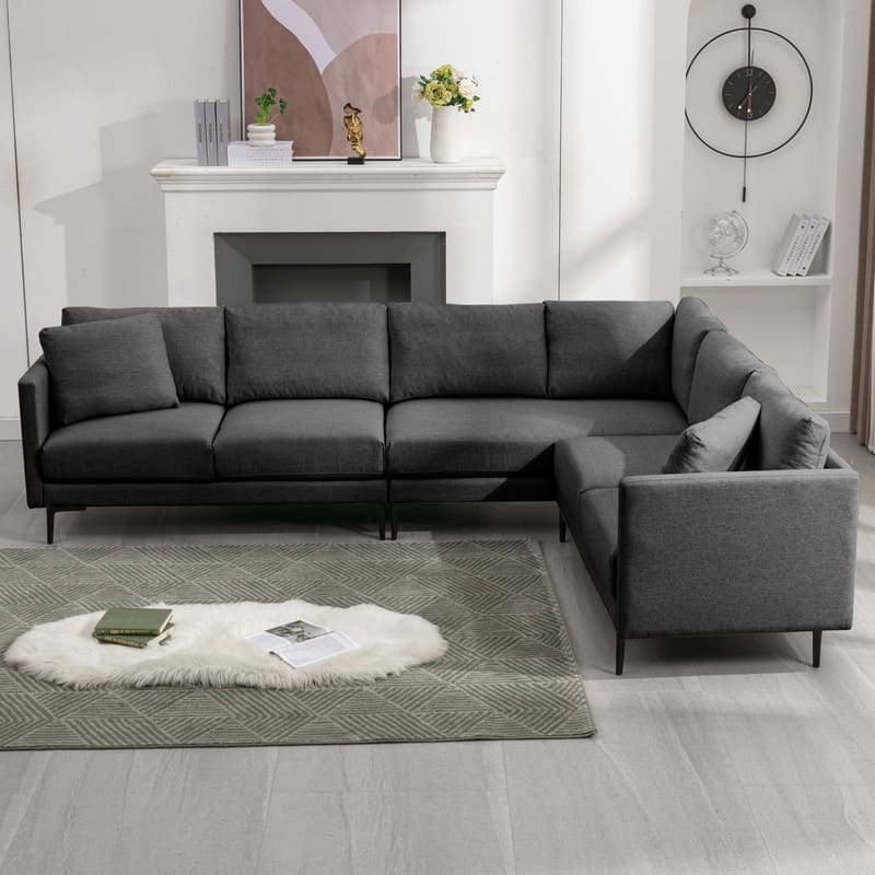 Mixoy Modular Sectional Sofa, L-Shaped Couch with Linen Fabric, Corner Couches and Sofas for Living Room