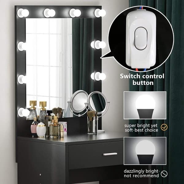 Shop Makeup Vanity With Lighted Mirror Dressing Table