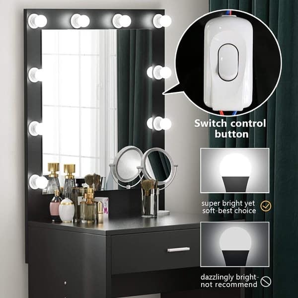 Shop Makeup Vanity With Lighted Mirror Dressing Table Dresser