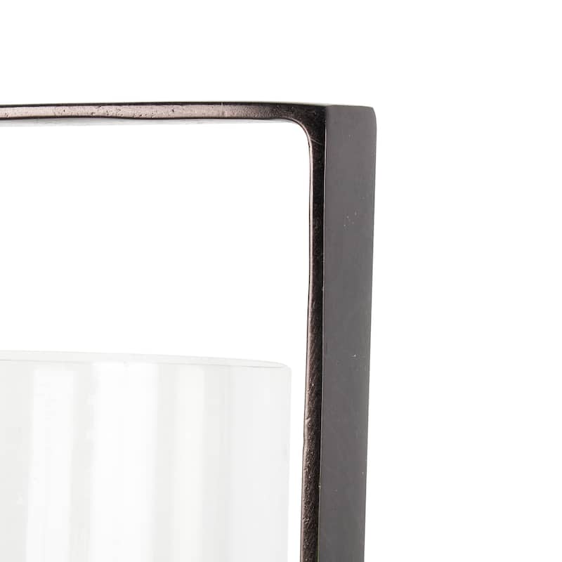 Metal Geometric Minimalistic Rectangular Wall Sconce - Black - Roche River Decor - 7"W x 7"L x 16"H
