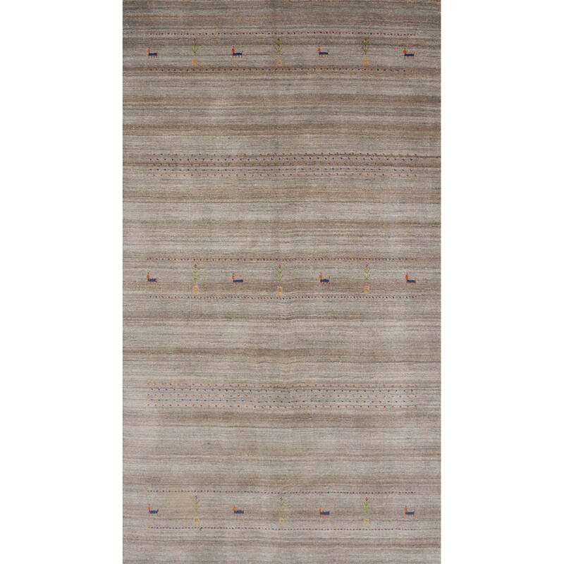 Hand Knotted Oriental 100% Wool Carpet Tribal Animal Pictorial Multi-Colored Gabbeh Area Rug - 7' 8'' X 4' 11''