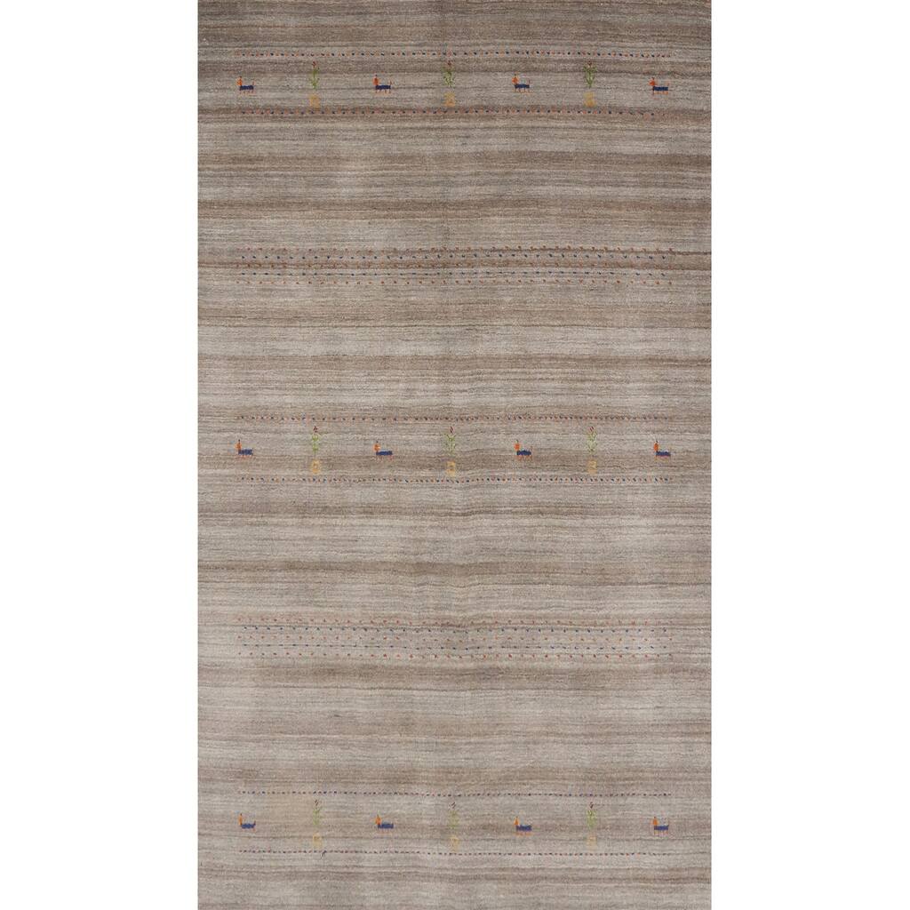 Hand Knotted Oriental 100% Wool Carpet Tribal Animal Pictorial Multi-Colored Gabbeh Area Rug - 7' 8'' X 4' 11''