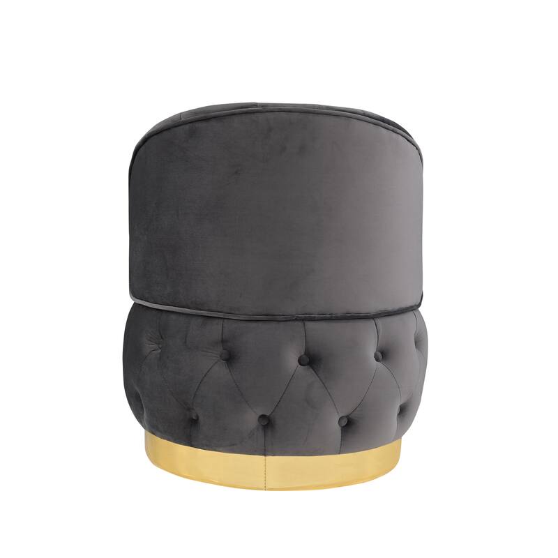 25.2" Velvet Swivel Barrel Chair with Storage