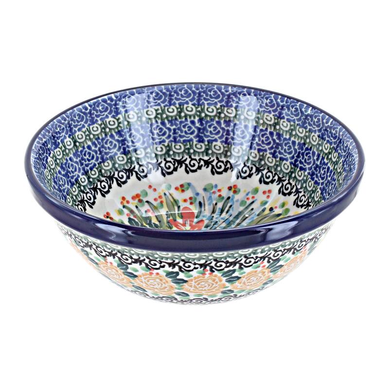 Blue Rose Polish Pottery Ceramika Artystyczna Cereal Bowl - Summer Blooms