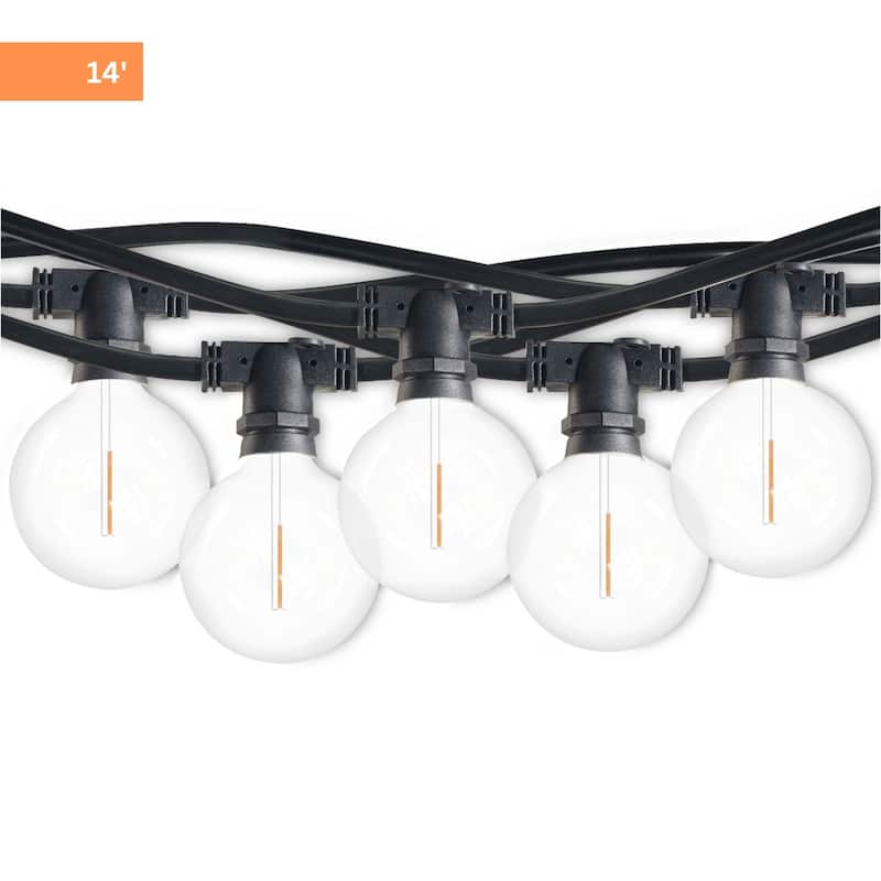 Bulbrite 14-foot String Light Kit with Clear Shatter Resistant Globe G16 LED Light Bulbs