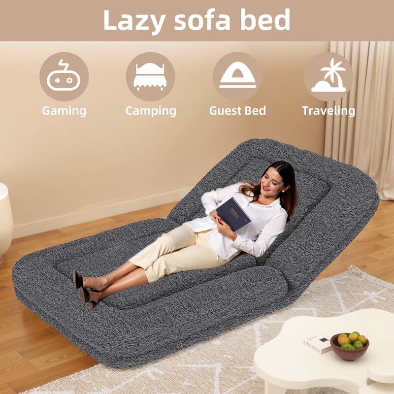 Folding Sofa Chair with 5 Adjustable Positions Plush Floor Lounge Chair for Gaming, Meditation, and Relaxation