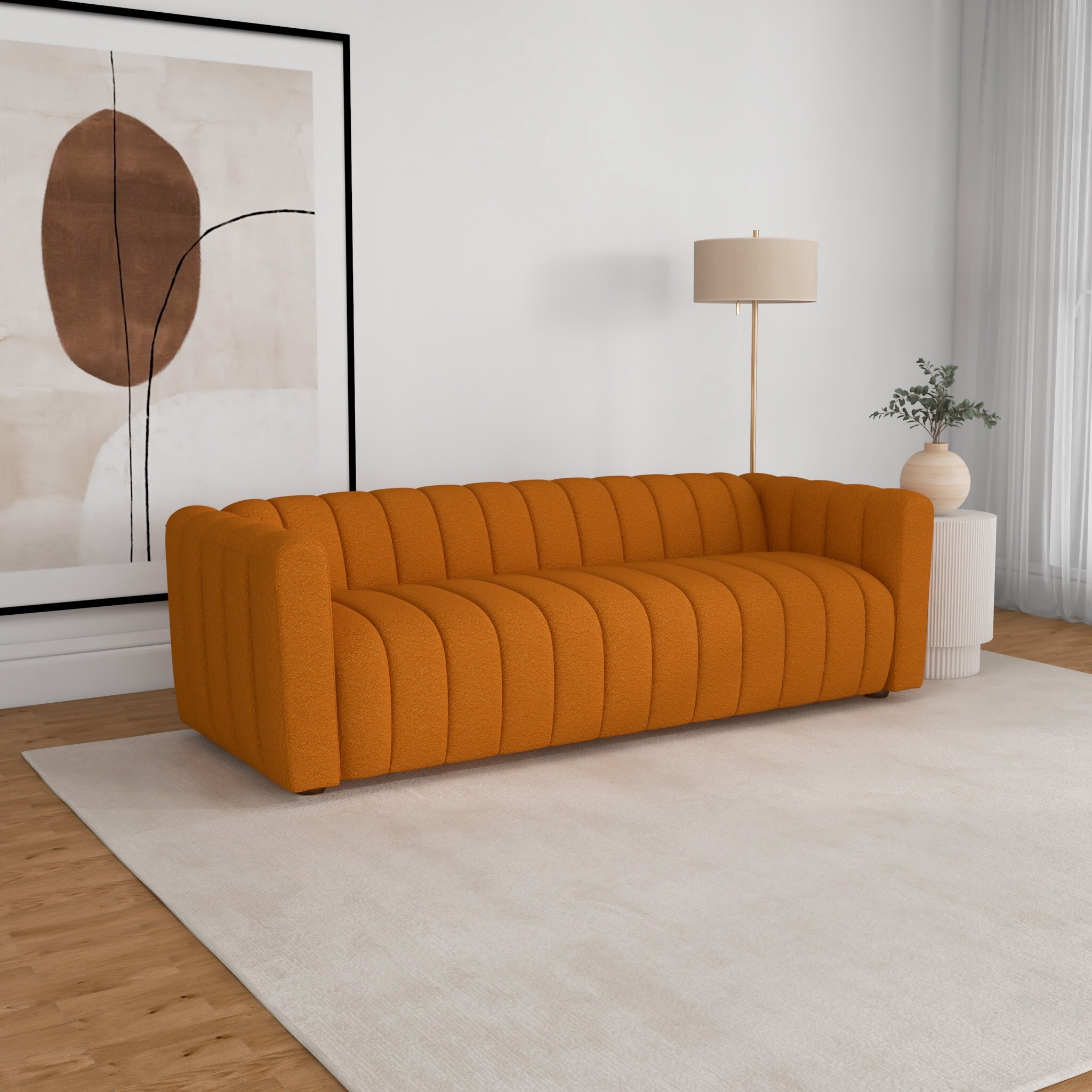 Clara Mid Century Modern Luxury French Boucle Couch Bed Bath