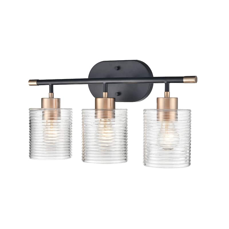Millennium Lighting Renitta Vanity Light Fixture with Clear Ribbed Glass Shades