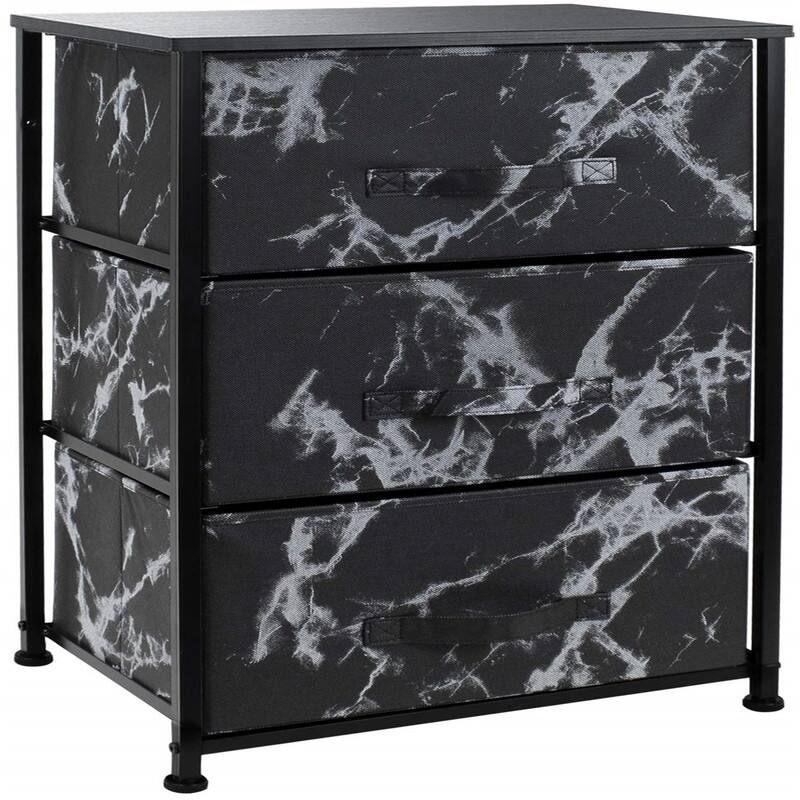 Bedside Furniture & Night Stand End Table Dresser with Steel Frame