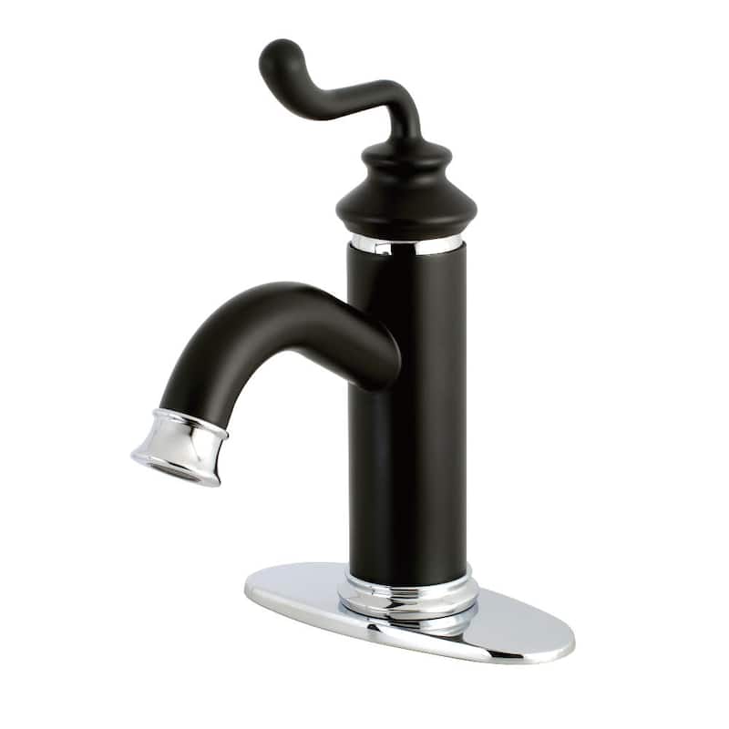 Kingston Brass Royale 1.2 GPM Deck Mounted Single Hole Bathroom Faucet - Matte Black / Polished Chrome