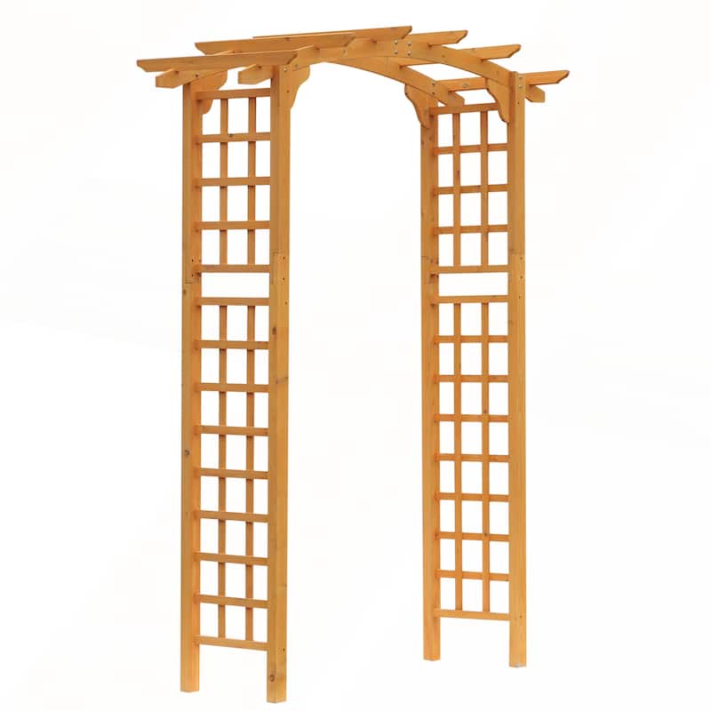 Outsunny 90in Wood Garden Arbor Arch with Trellis Wall