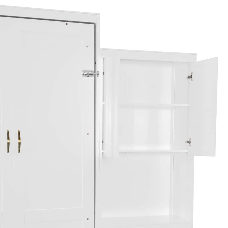 Queen Murphy Bed with Flip-Up Vanity Desk and Dual Side Cabinets by Harper&Bright Designs