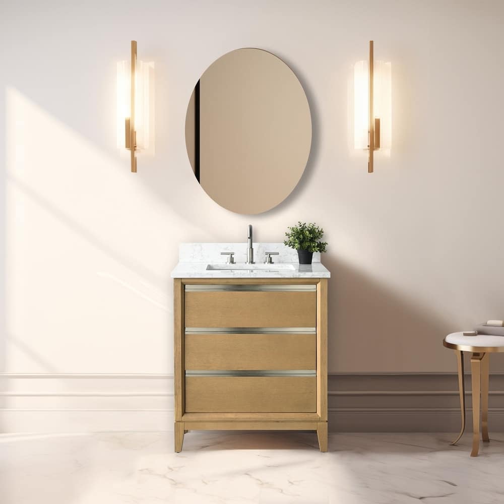 Vanity Art Bathroom Vanity with Ceramic Sink and Engineered Marble Top