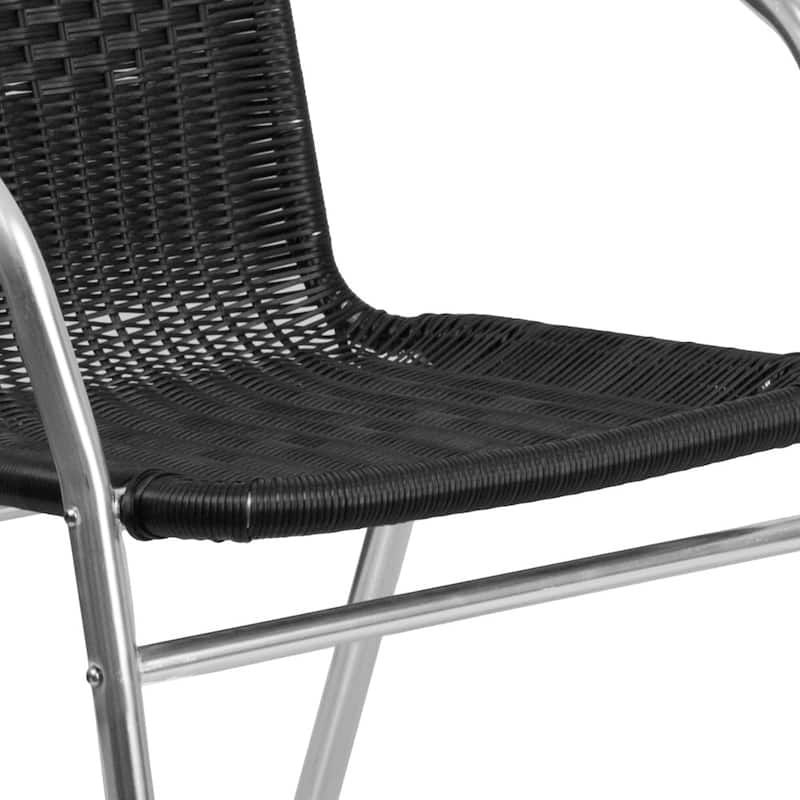 4 Pack Aluminum and Rattan Commercial Indoor-Outdoor Restaurant Stack Chair