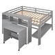 preview thumbnail 13 of 13, Gray Full Pine Low Loft Bed with Desk and Drawers