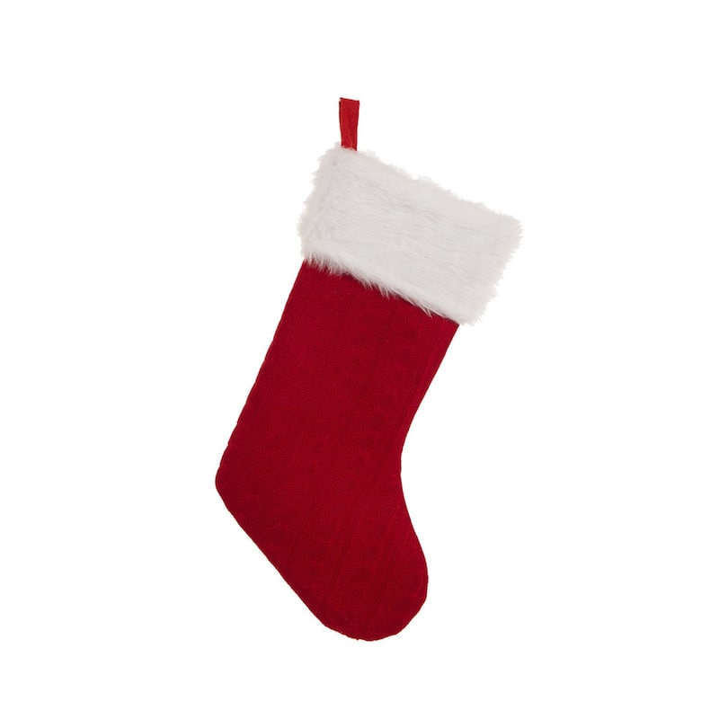 Glitzhome 20"L Christmas Stocking with Faux Fur Cuff