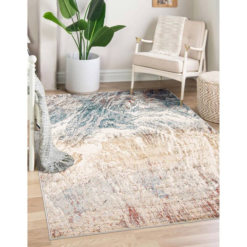 ECARPETGALLERY Machine Woven Tribeca Teal Area Rug
