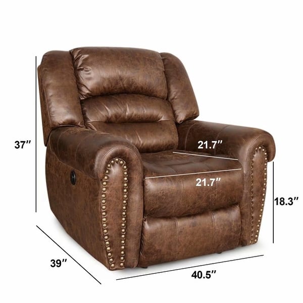 dimension image slide 1 of 2, Breathable Bonded Leather Electric Power Recliner Chair