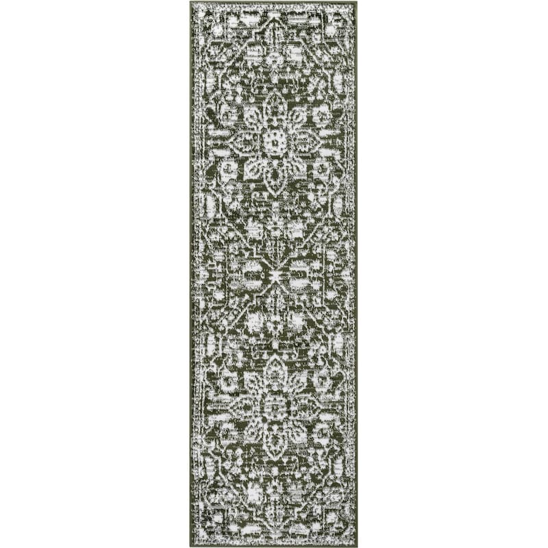 Well Woven Dazzle Disa Vintage Bohemian Oriental Floral Area Rug - 2' 3" x 7' 3" - Green - Runner