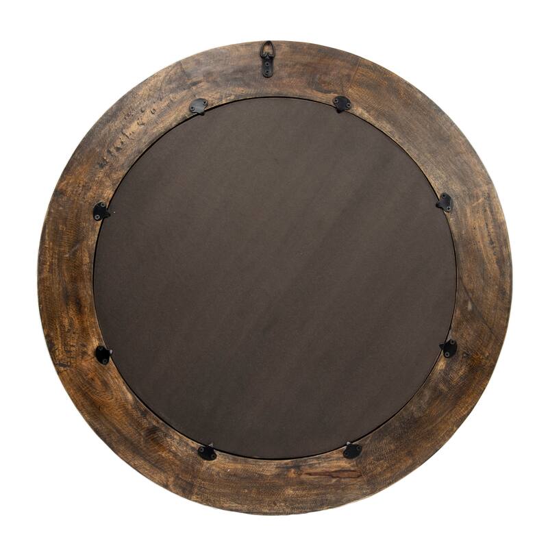 Carved Wood Framed Wall Mirror with Hobnail Detail - 30.0"L x 30.0"W x 0.8"H
