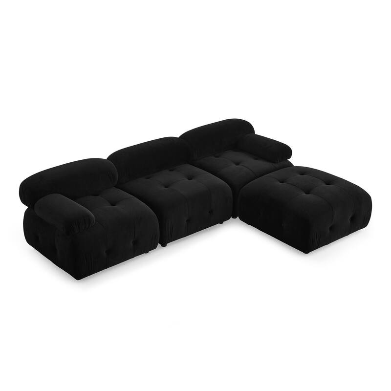 Ouyessir Modern Velvet Upholstered Large Modular Sectional Sofa with Removable Armrest