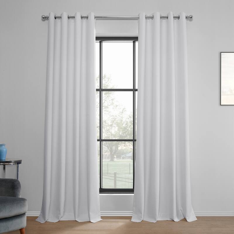 Exclusive Fabrics Solid Performance Linen Grommet Thermal Blackout Curtains for Bedroom & Living Room Curtains Single Panel - 50 X 108 - White