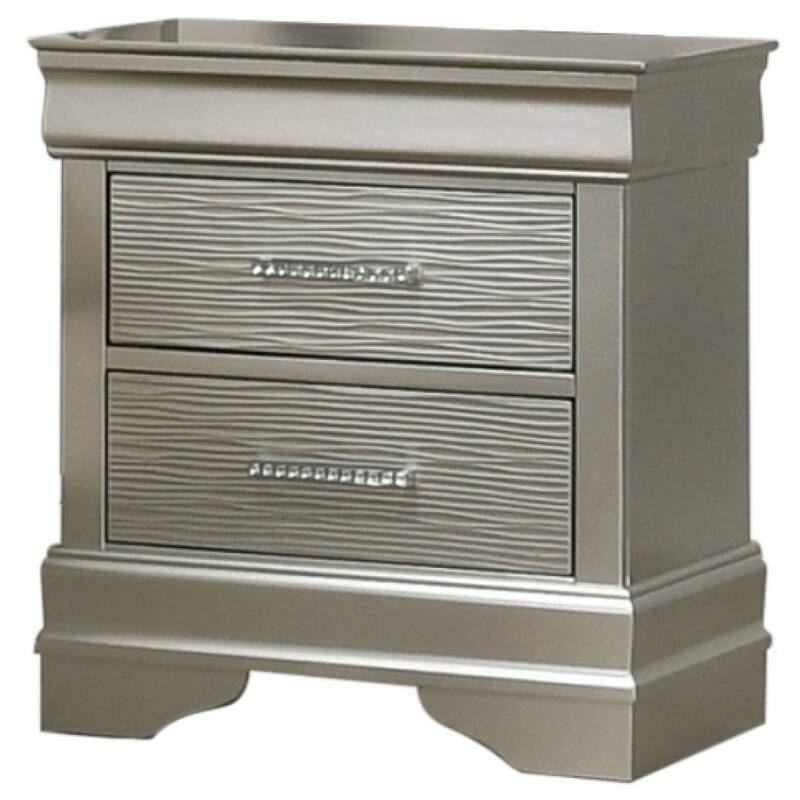 Modern Style 2-Drawer Nightstand made with Wood in Silver