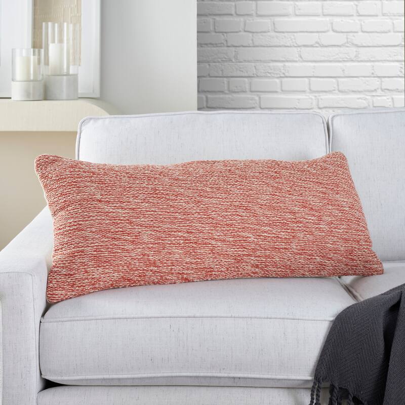 Mina Victory Life Styles Woven Cotton Modern Solid Throw Pillow , ( 12" x 30" )