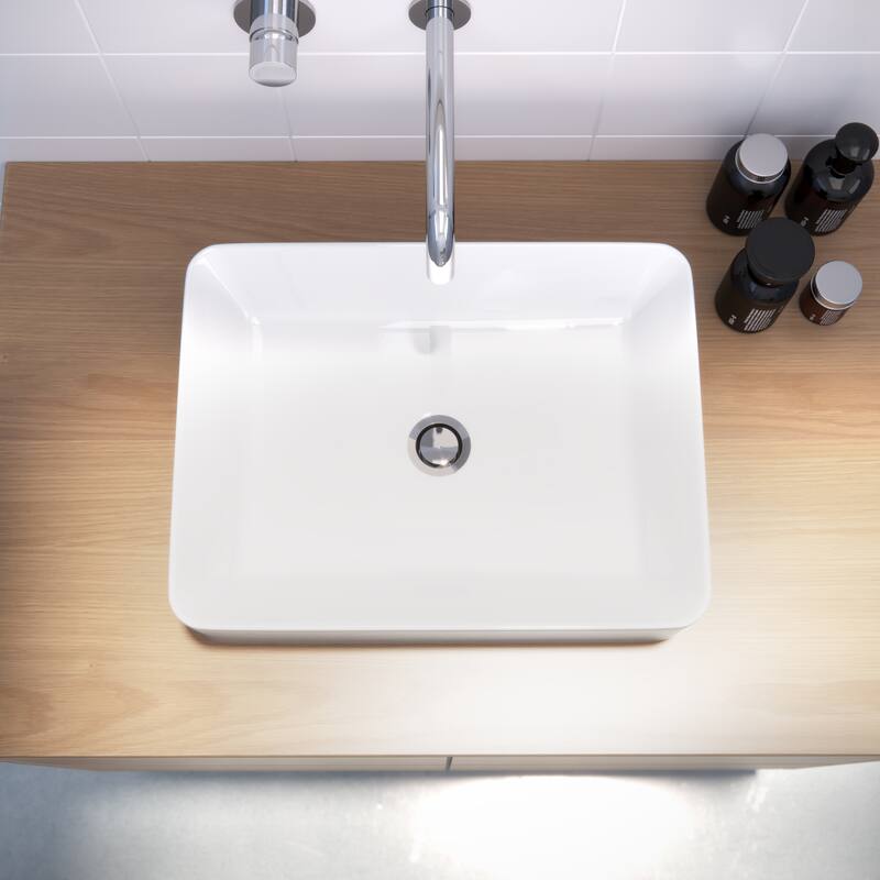 Lyra Bench Mount Ceramic Rectangular Vessel Bathroom Sink