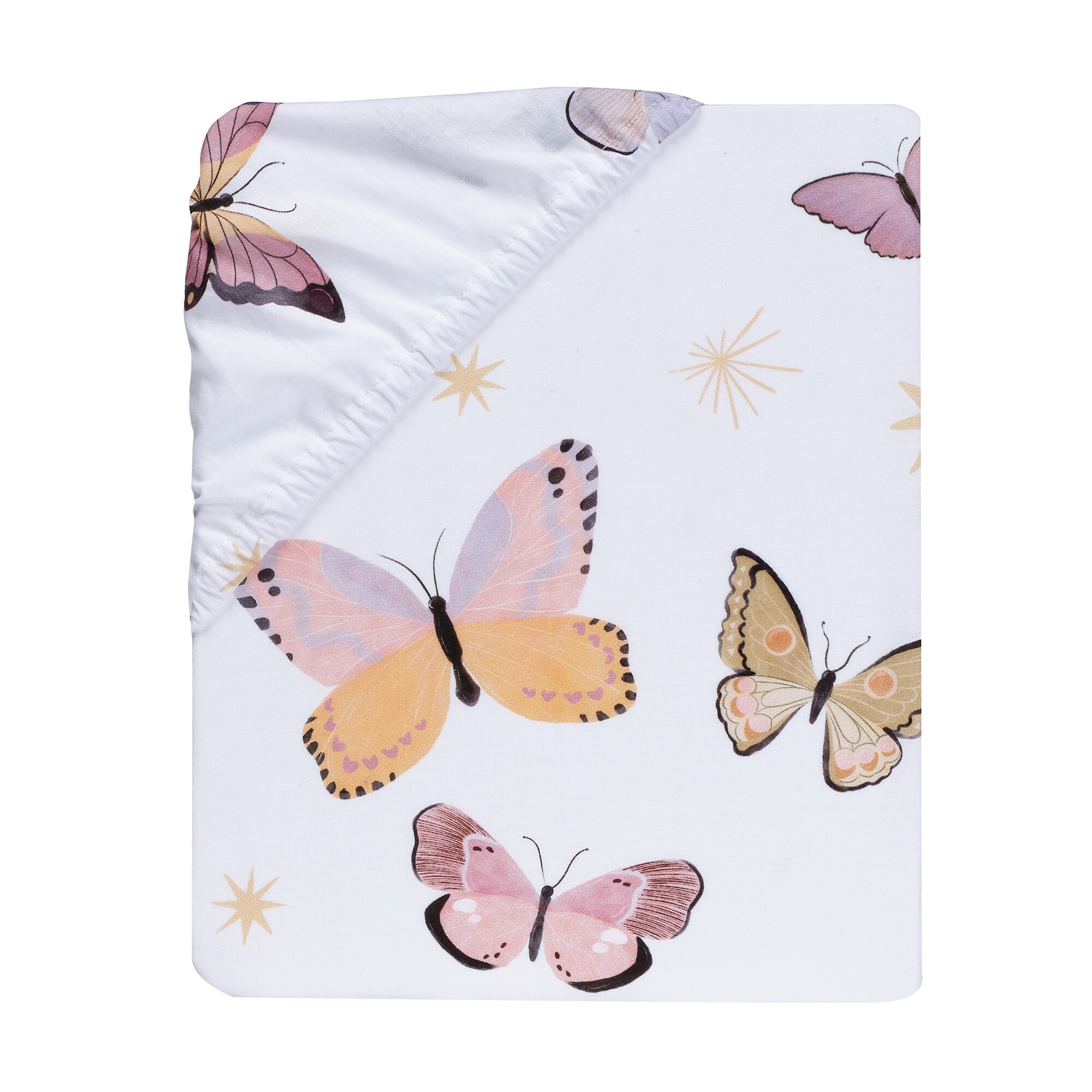 Lambs Ivy Butterfly Dreams Breathable 100% Cotton Fitted Baby
