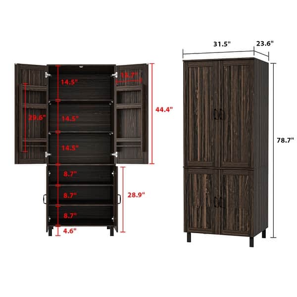 Space-Saving Storage Solution Pantry Cabinet w/Dark Wood Grain Kitchen ...