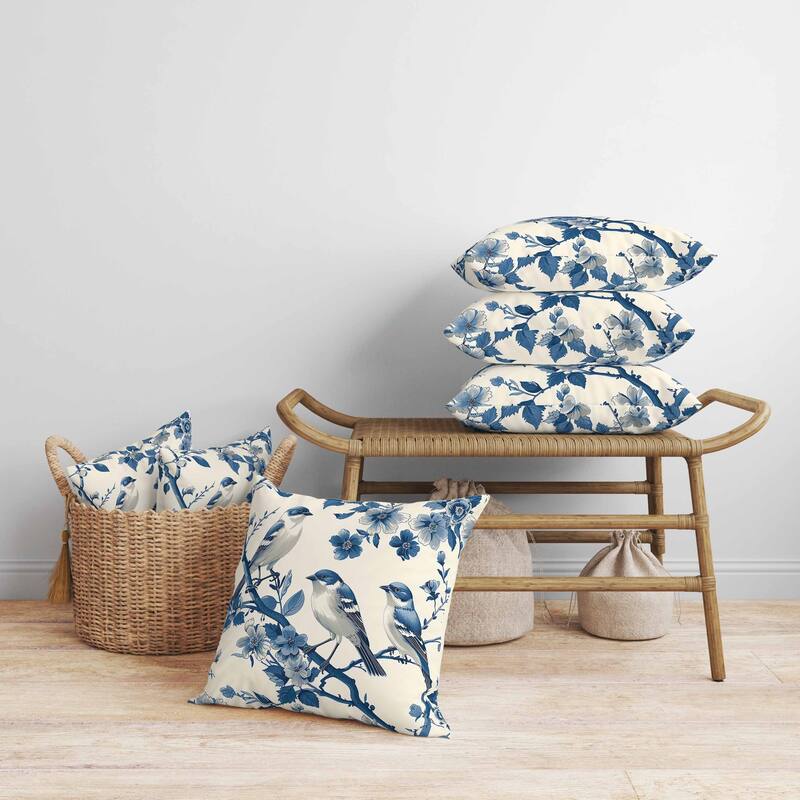 Skyline Chorus Faux Suede Reversible Throw Pillow Beige and Blue