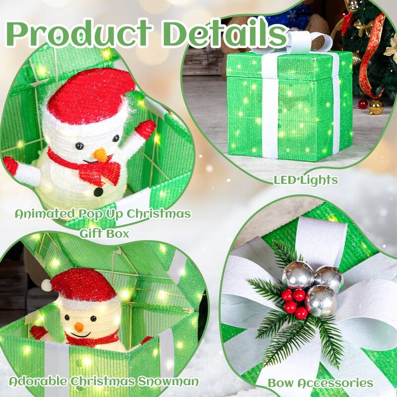 12in Motorized Gift Box Christmas Decorations with Motor