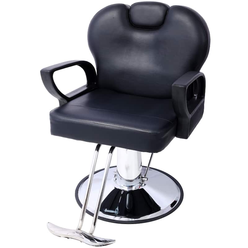 Artist hand Hair Barber Chair,Heavy Duty Hydraulic Spa Furniture Shampoo Reclining Extra Wider Seat Beauty Hair Salon Equipment - Black