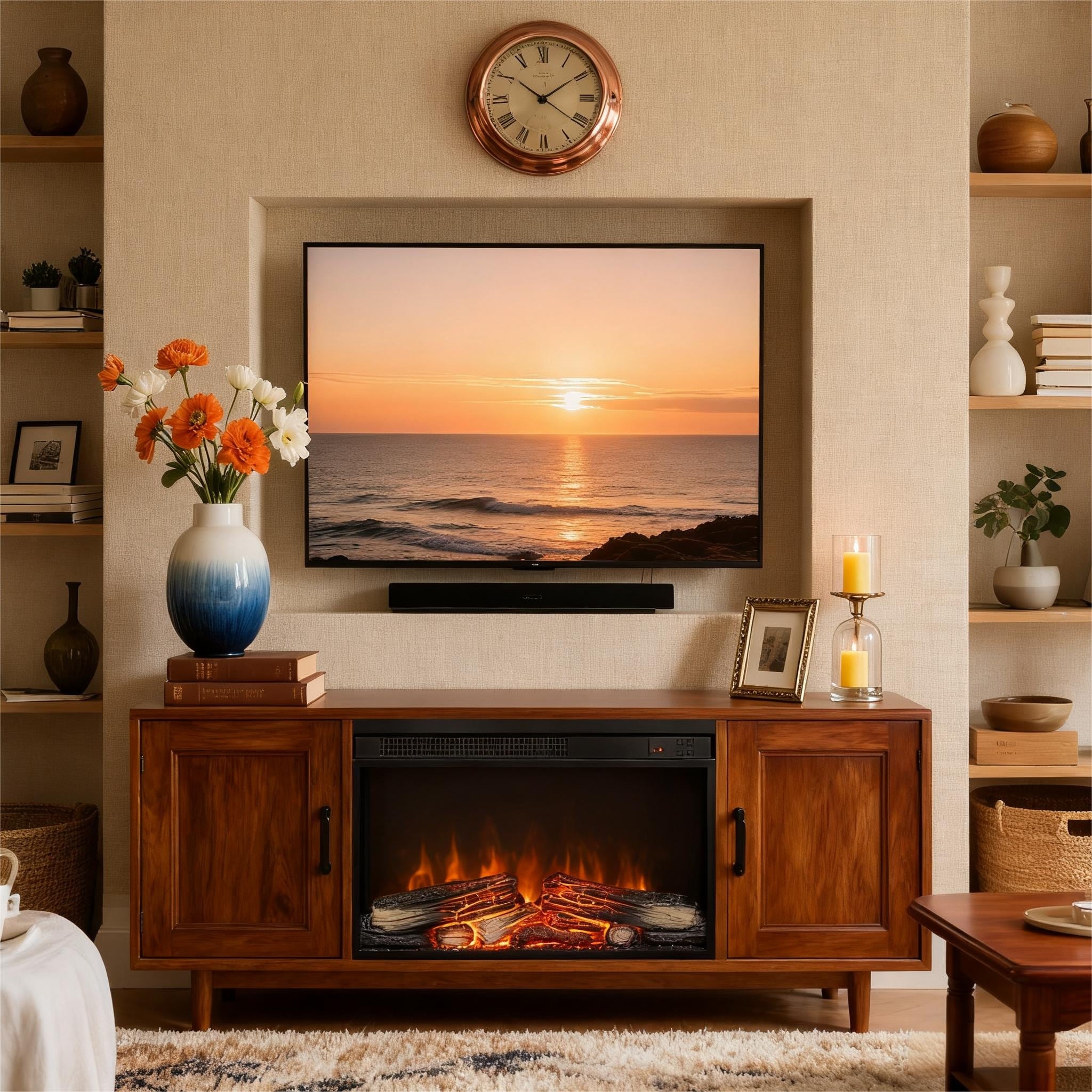 23-inch Electric Fireplace Insert w/1400W Electric Heater