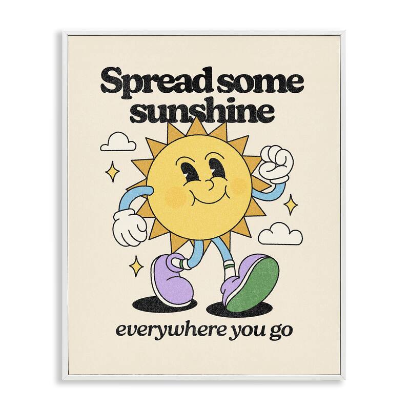 Stupell Retro Spread Some Sunshine Framed Giclee Art Design By Victoria Barnes - 16 x 20 - White