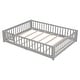 preview thumbnail 33 of 34, Queen size Floor Platform Bed with Fence Guardrails and Door